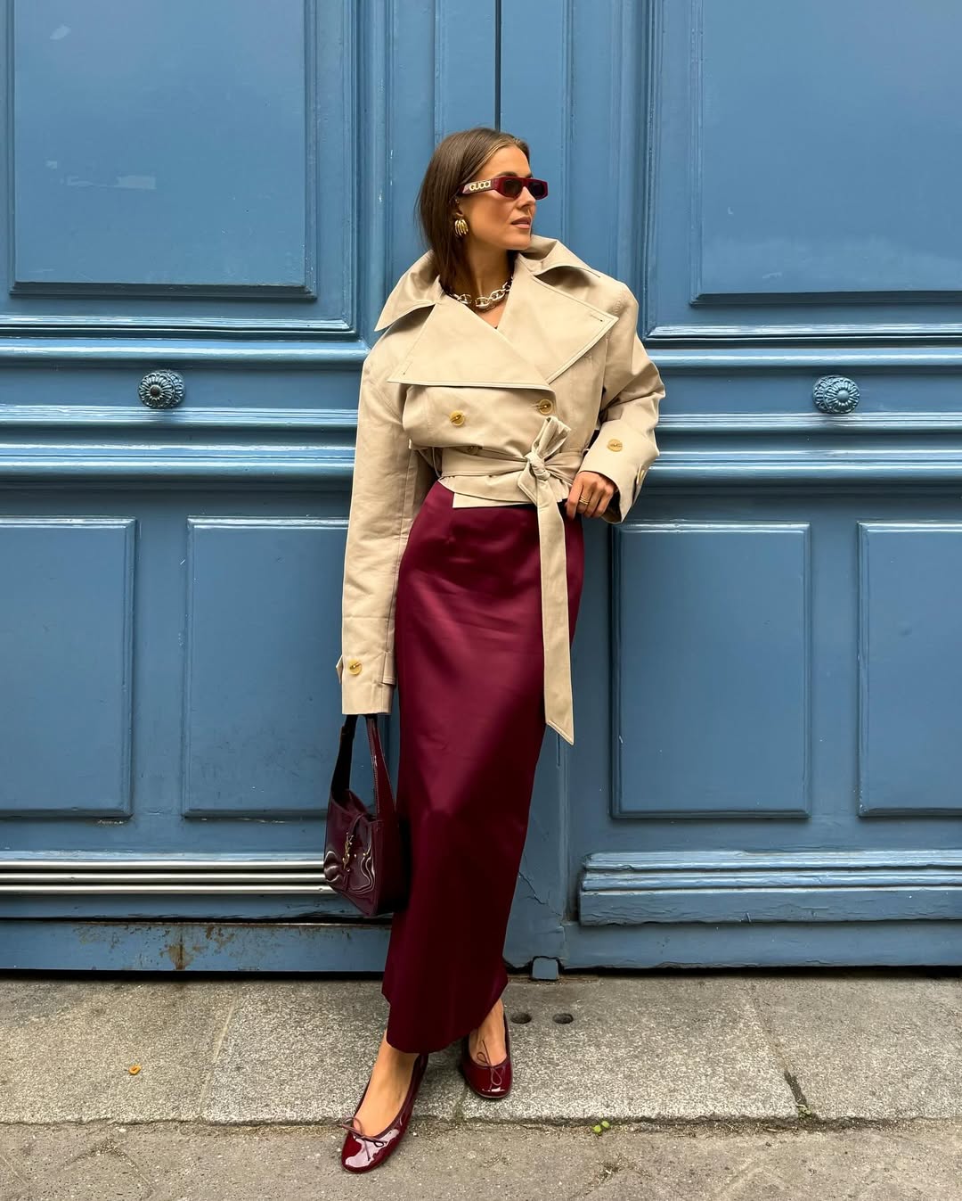 Luxe Paris Belted Crop Trench Coat