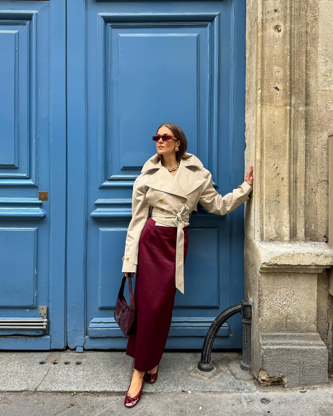 Luxe Paris Belted Crop Trench Coat