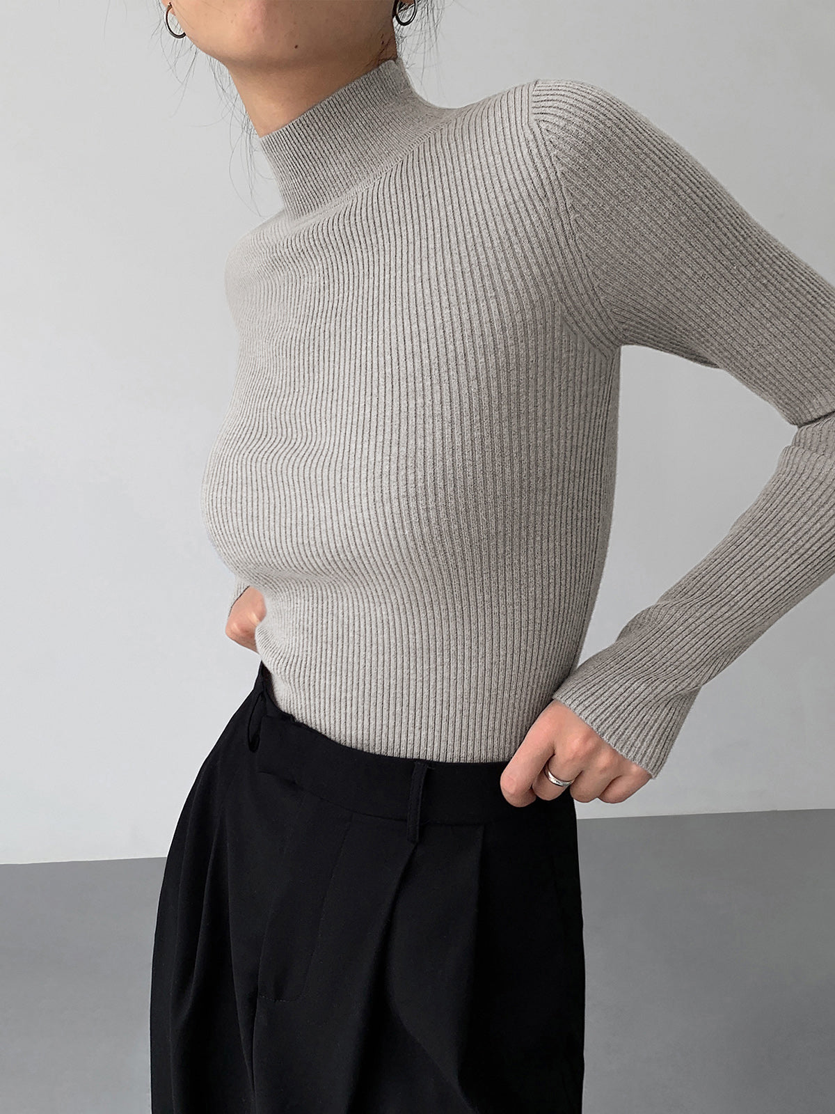 High Neck Knitted Blouse
