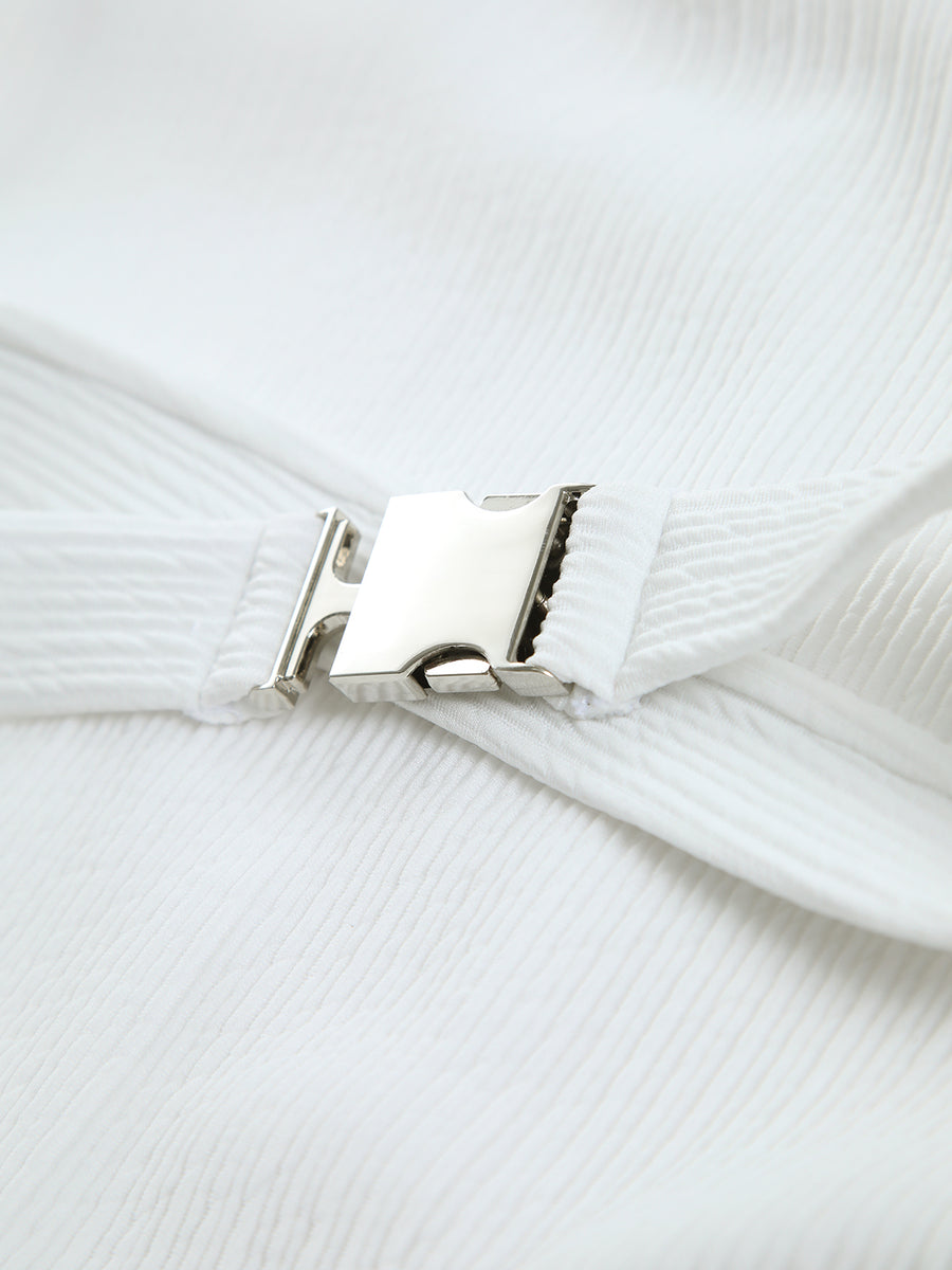 Belna Belt Detailed White Swimsuit
