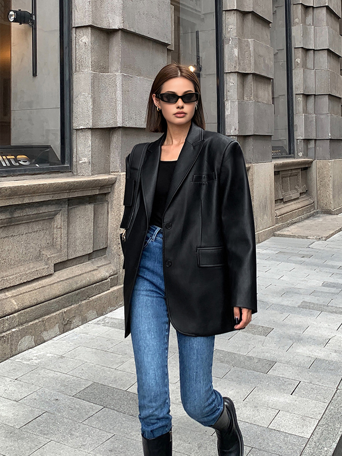 New Season Flowing Leather Blazer
