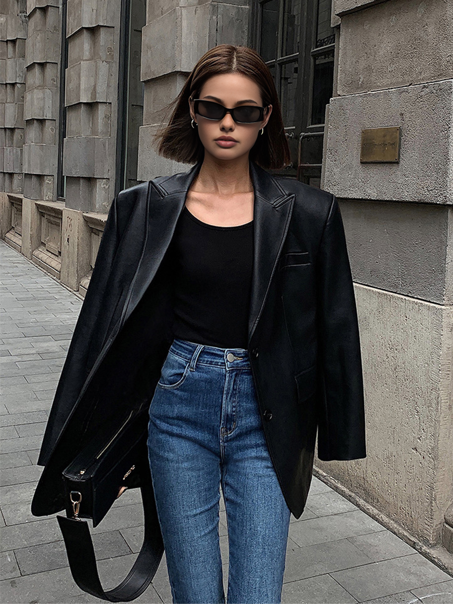 New Season Flowing Leather Blazer