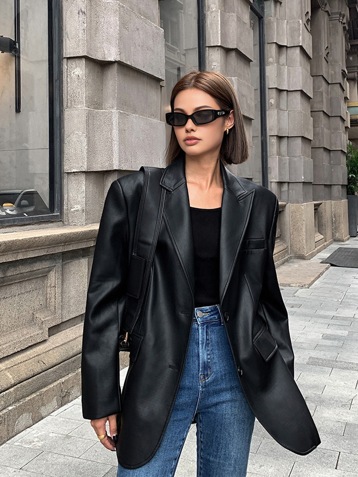 New Season Flowing Leather Blazer