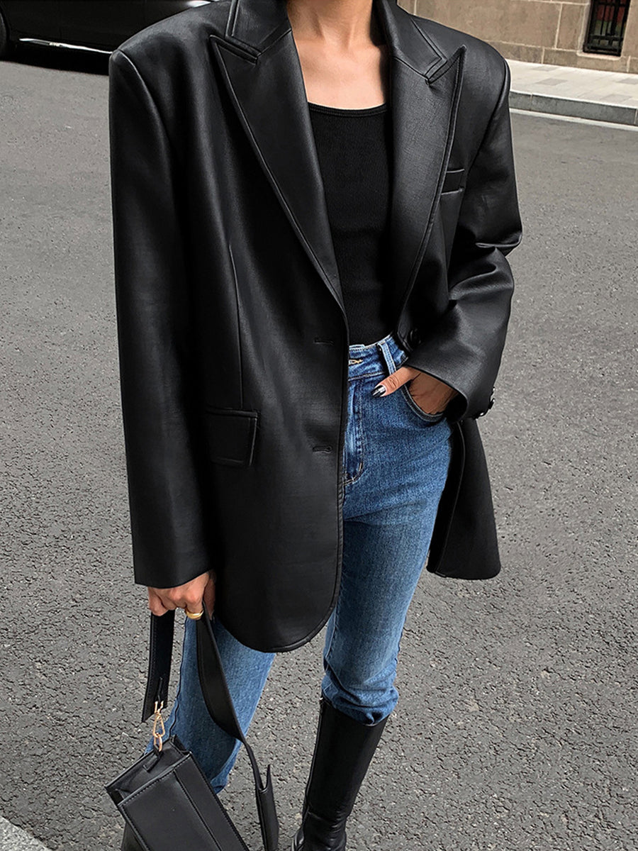 New Season Flowing Leather Blazer