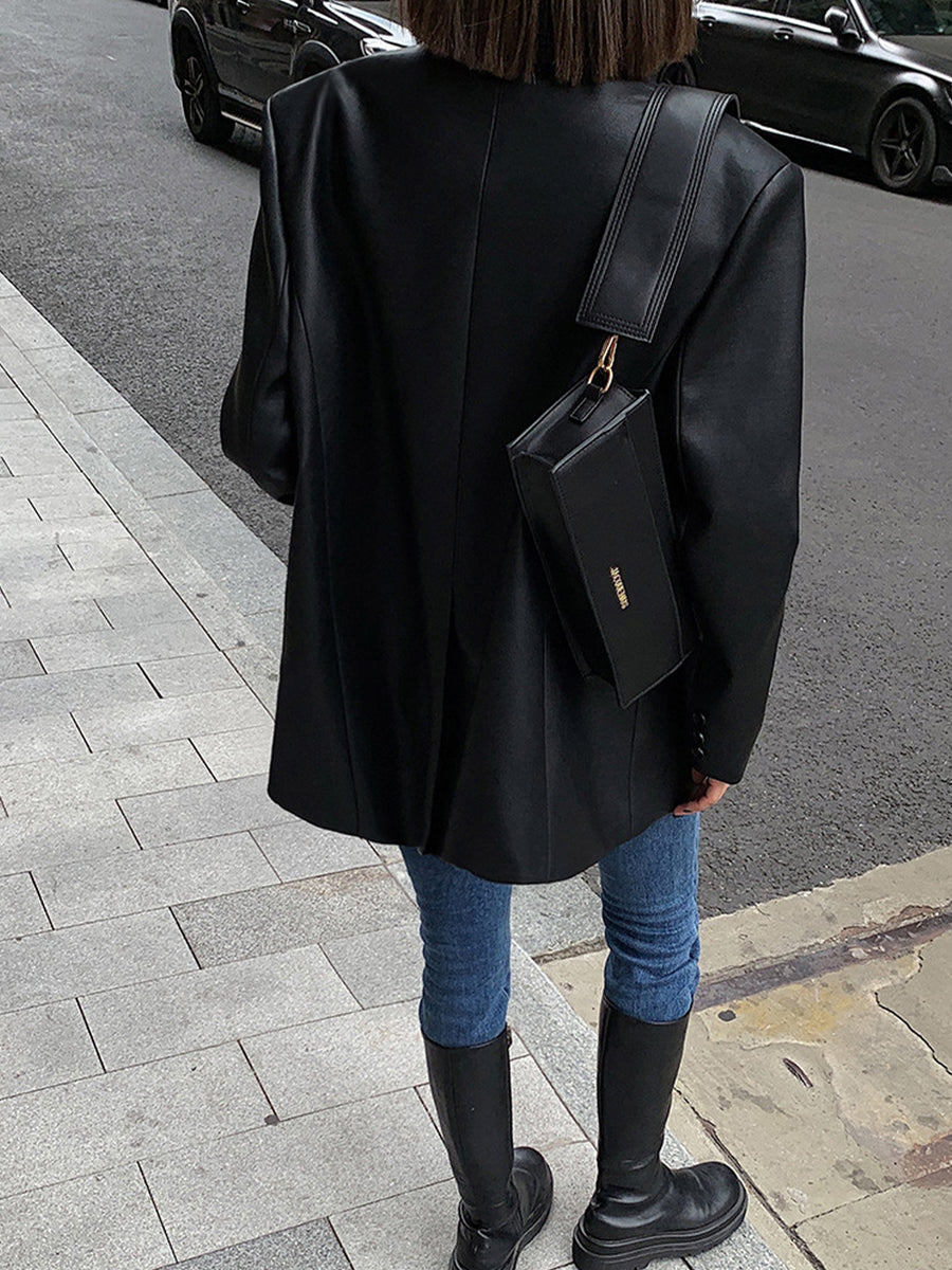 New Season Flowing Leather Blazer