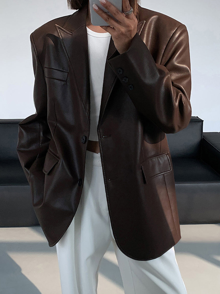 New Season Flowing Leather Blazer