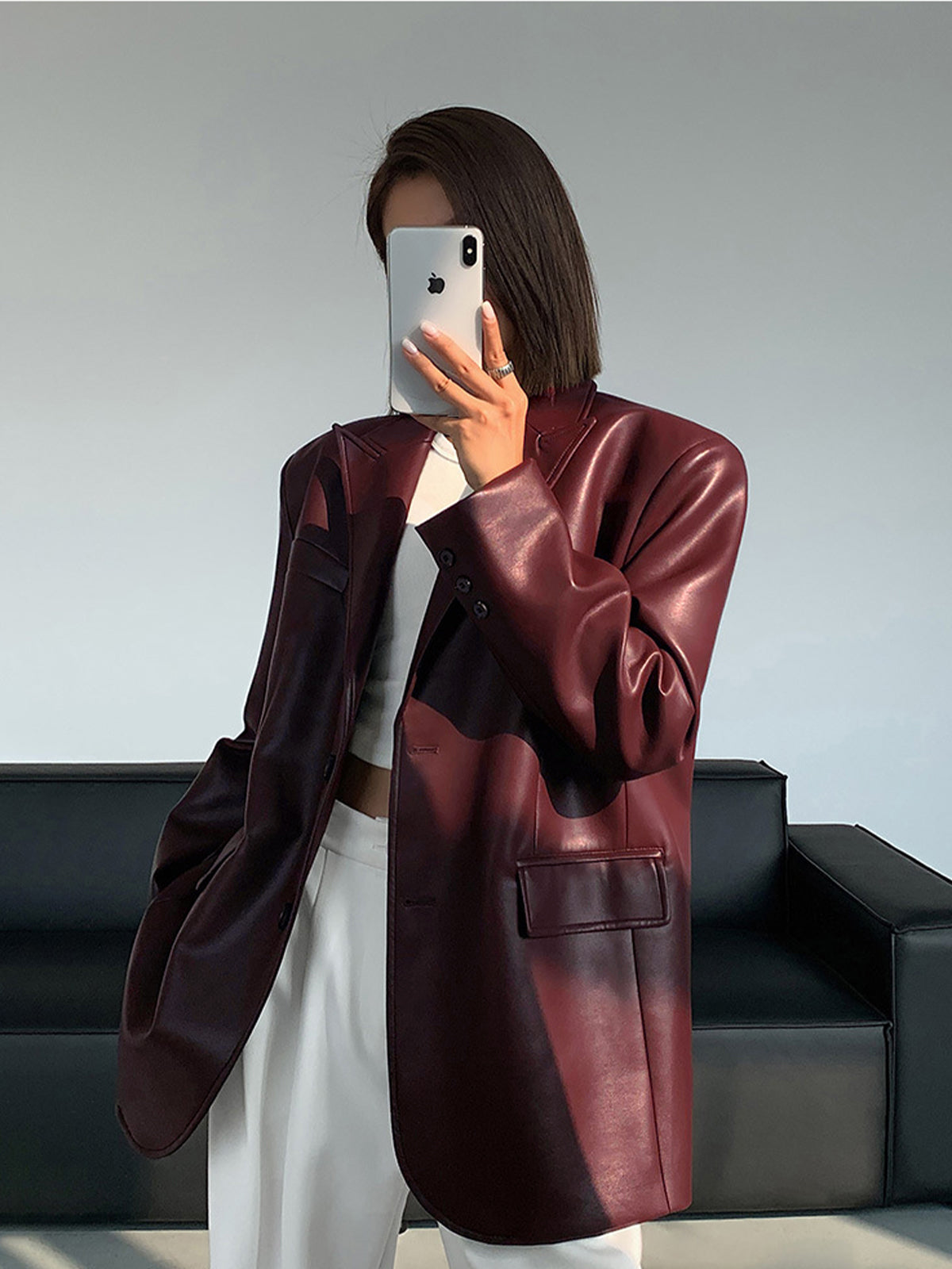 New Season Flowing Leather Blazer