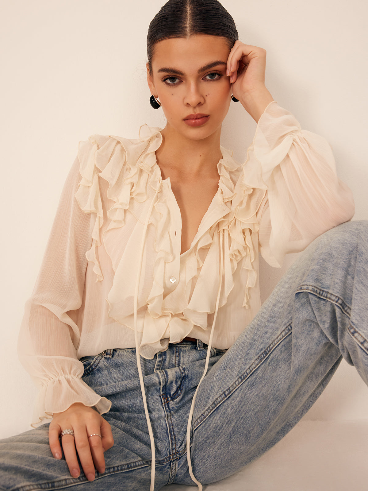 Luxe Allure Ruffle Chiffon Blouse