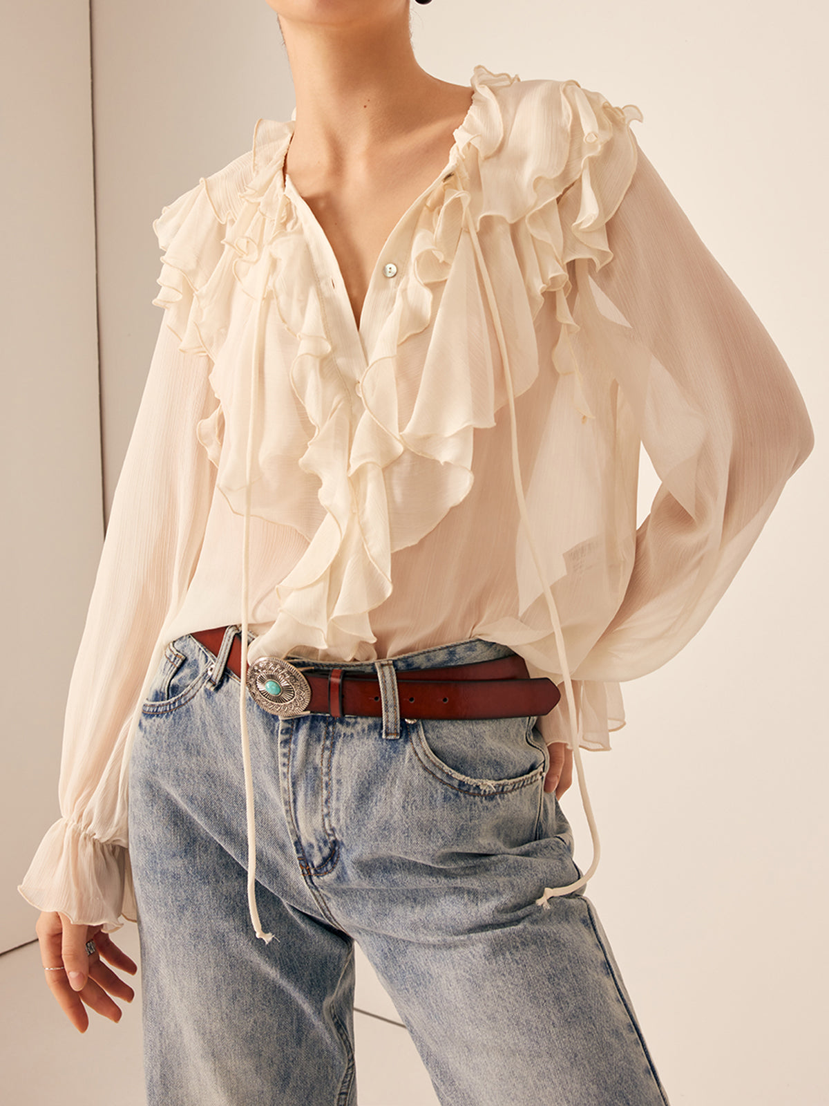 Luxe Allure Ruffle Chiffon Blouse