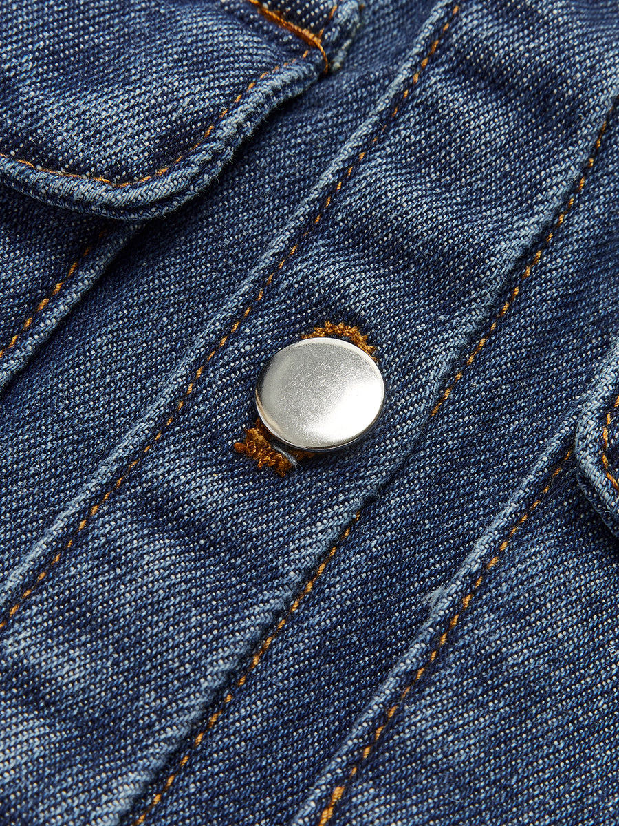 Denim Elegance Sleeveless Shirt