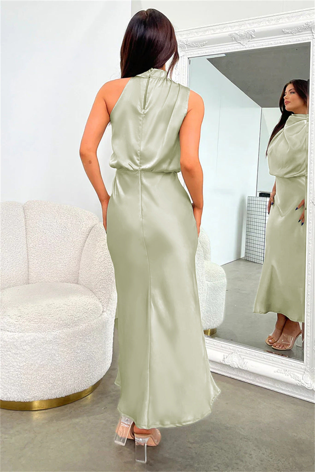 Draped Satin Dress