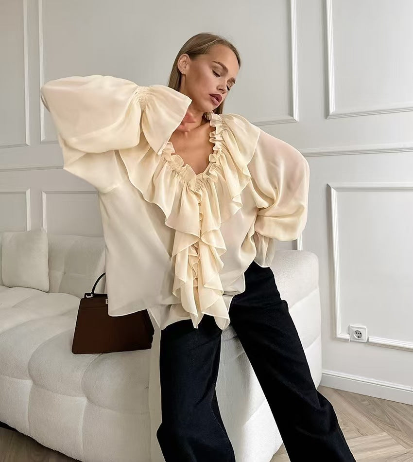 Luxe Allure Ruffle Chiffon Blouse