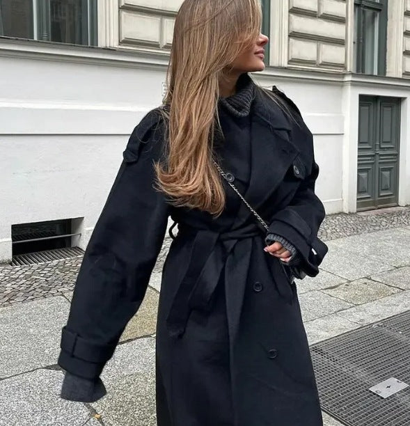 Black Long Oversized Trench Coat