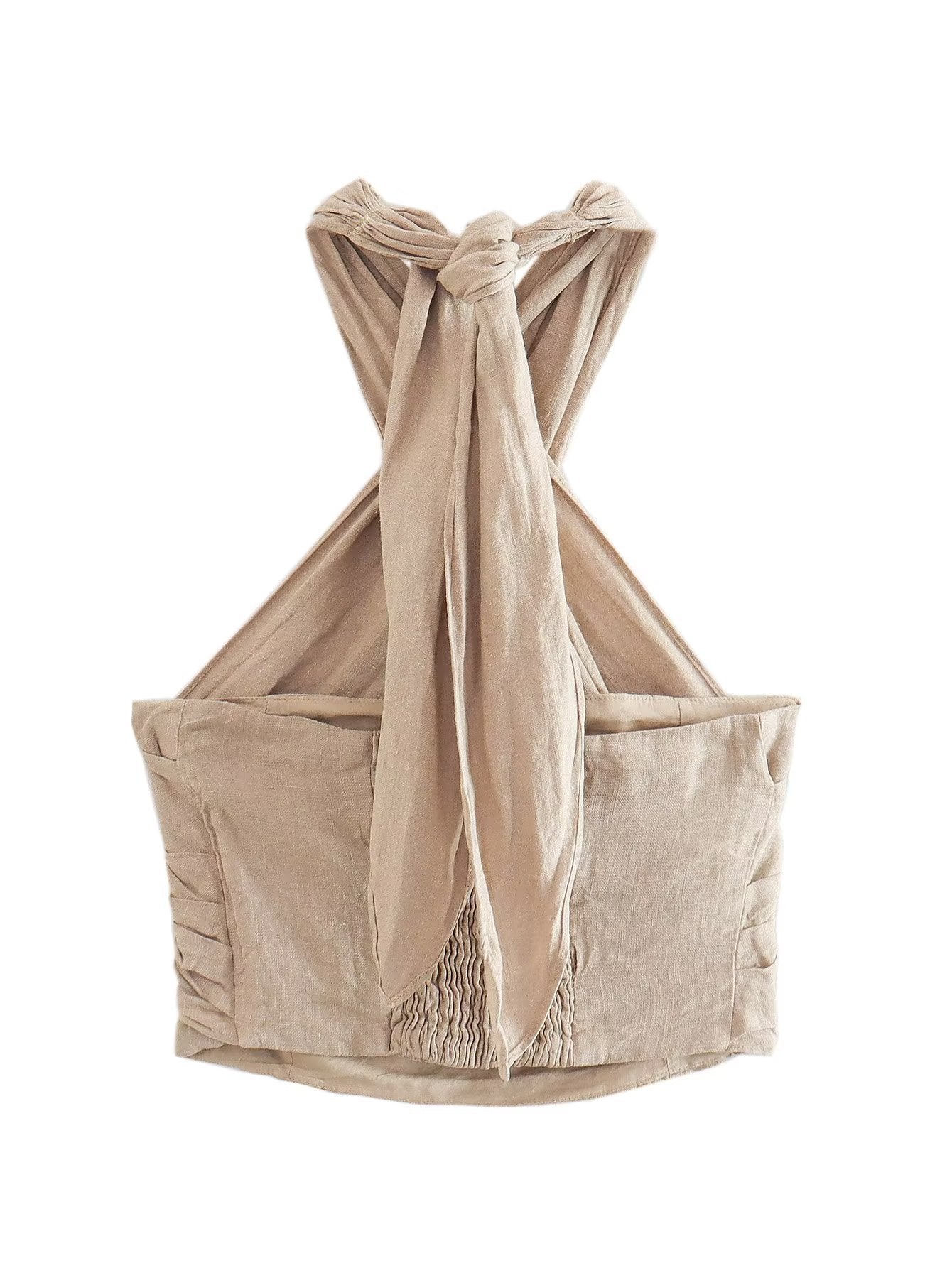 Linen Bustier with Cross-Lace Detail