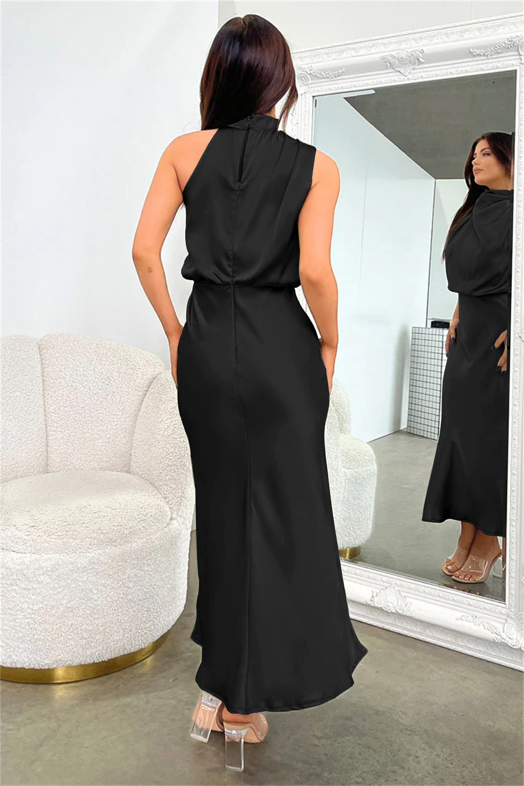 Draped Satin Dress