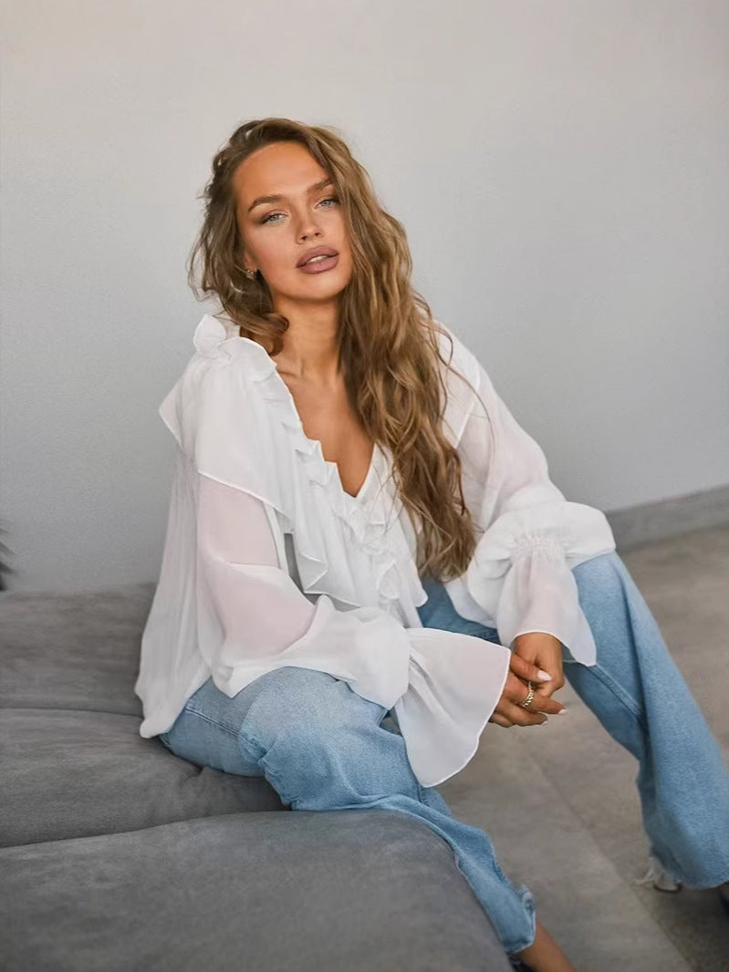 Luxe Allure Ruffle Chiffon Blouse