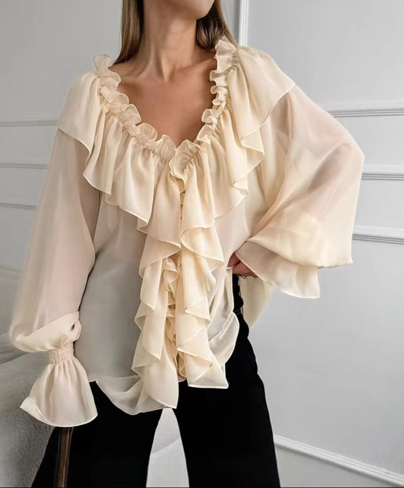 Luxe Allure Ruffle Chiffon Blouse