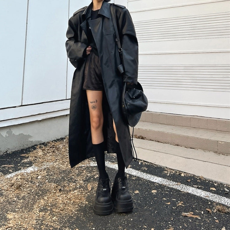 Oversized Leather Trench Coat – A Timeless and Powerful Style