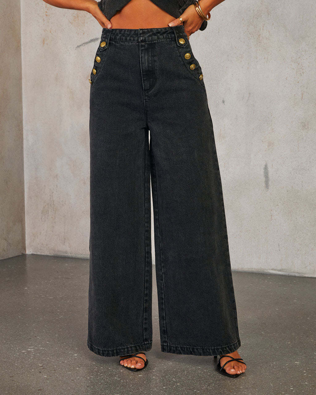 Noir Chic Denim Pants Set