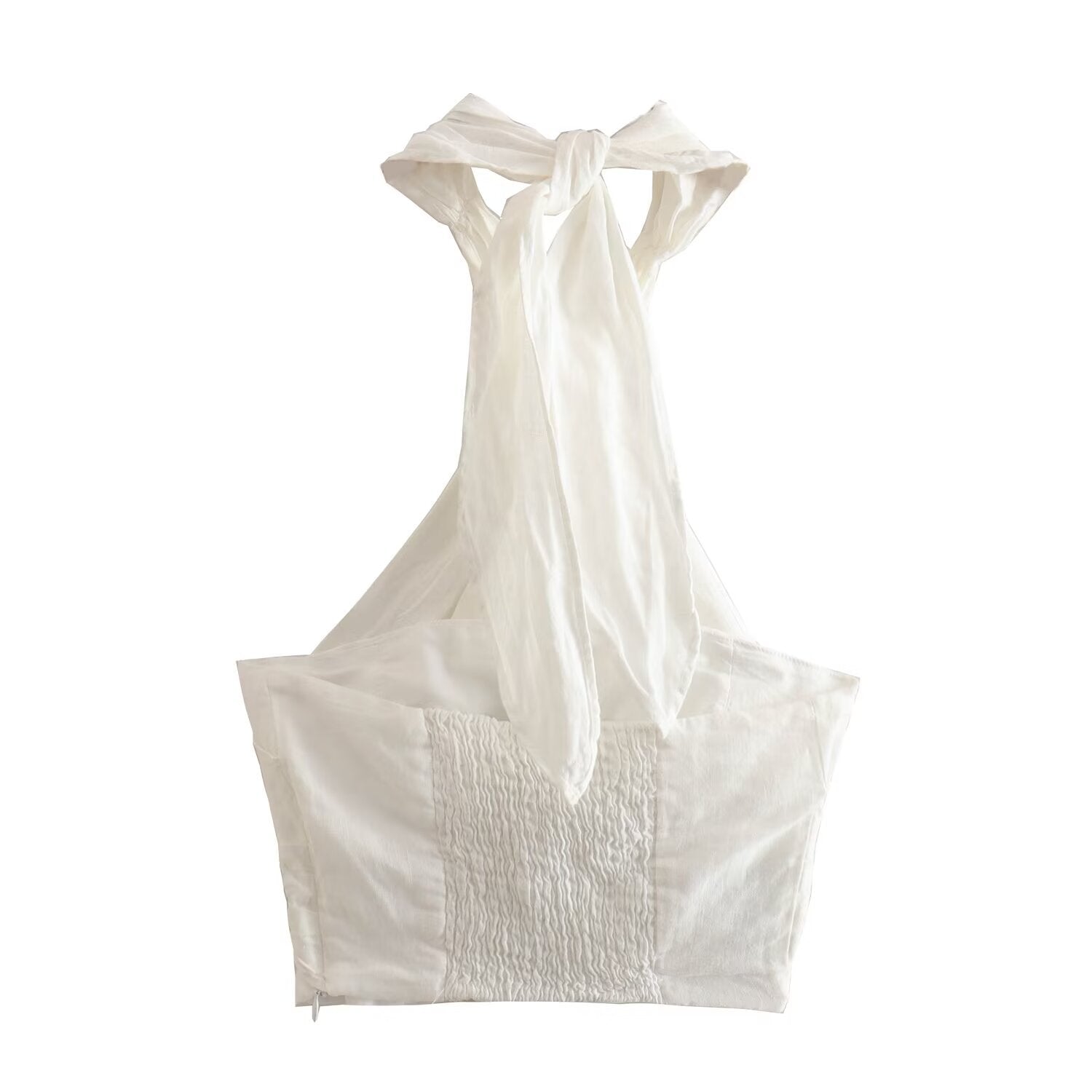 Linen Bustier with Cross-Lace Detail