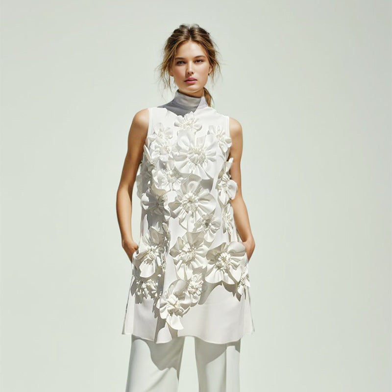 Camellia 3D Flower Detailed Mini Dress