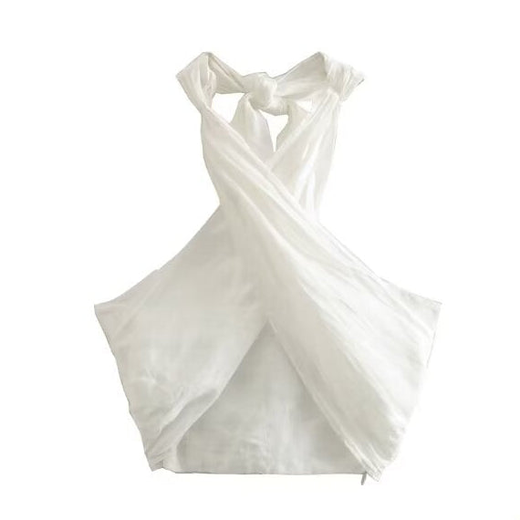 Linen Bustier with Cross-Lace Detail