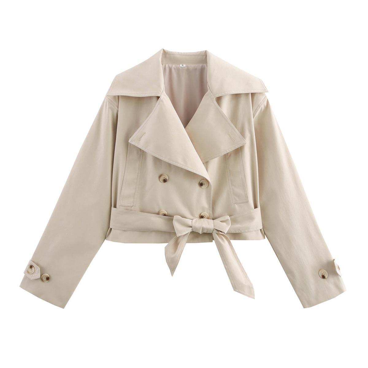 Luxe Paris Belted Crop Trench Coat