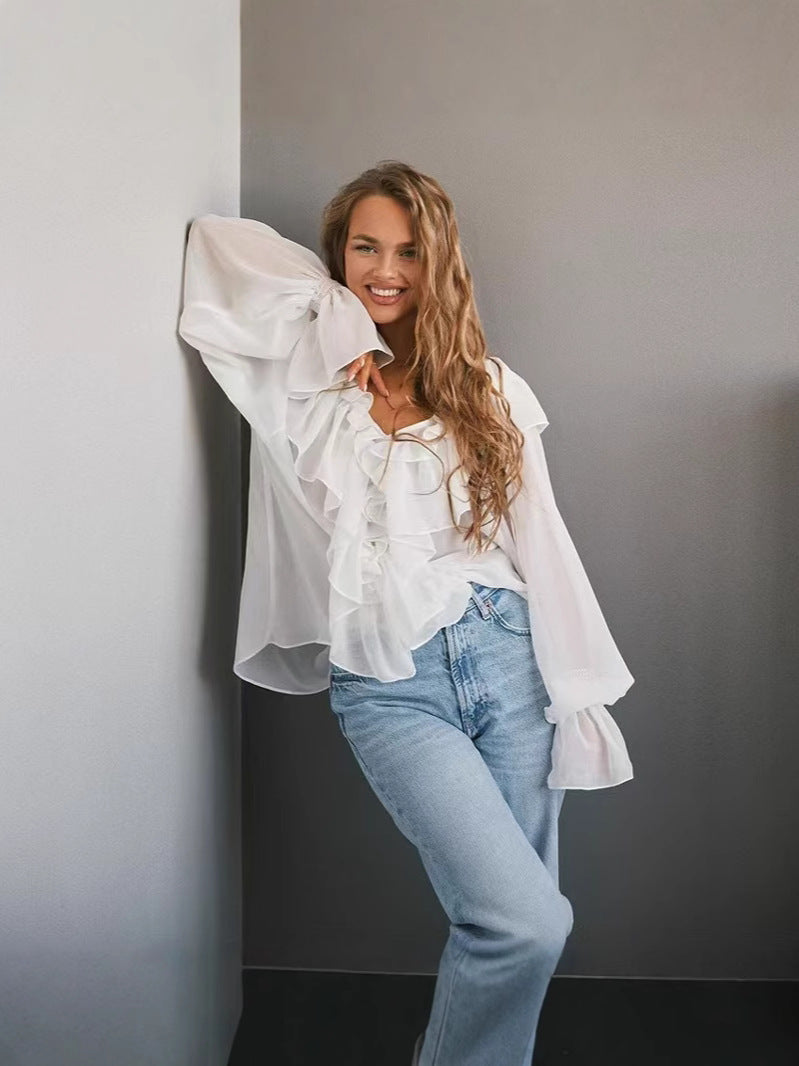 Luxe Allure Ruffle Chiffon Blouse