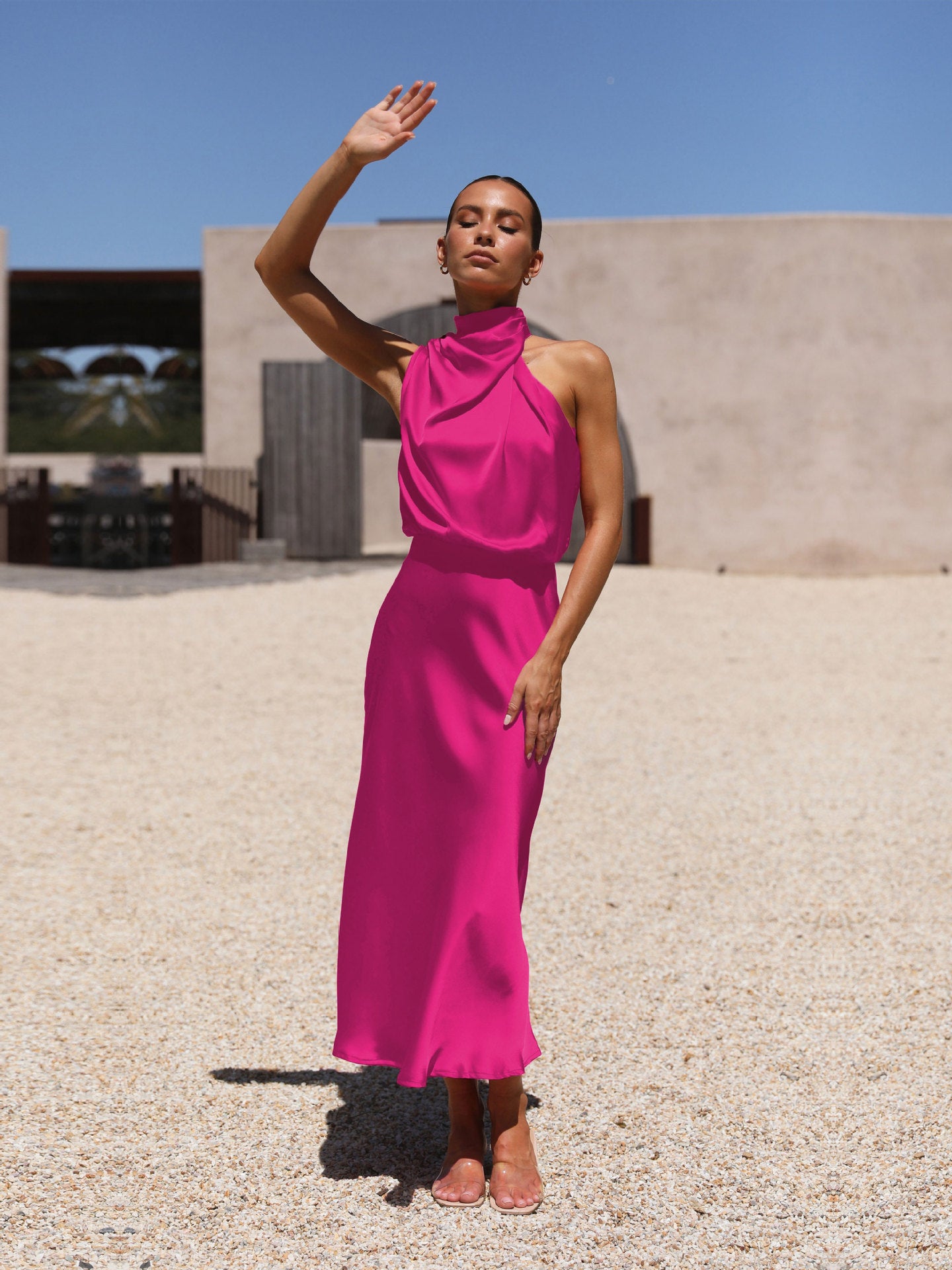Draped Satin Dress
