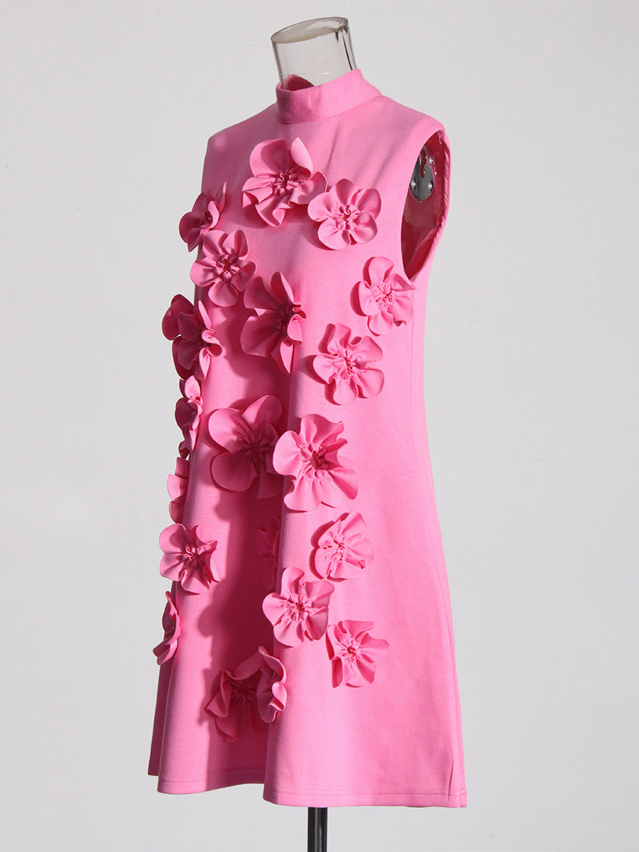 Camellia 3D Flower Detailed Mini Dress