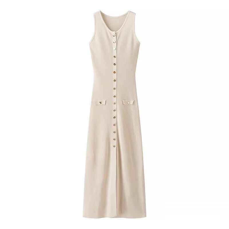 Royal Chic Button Detail Midi Dress