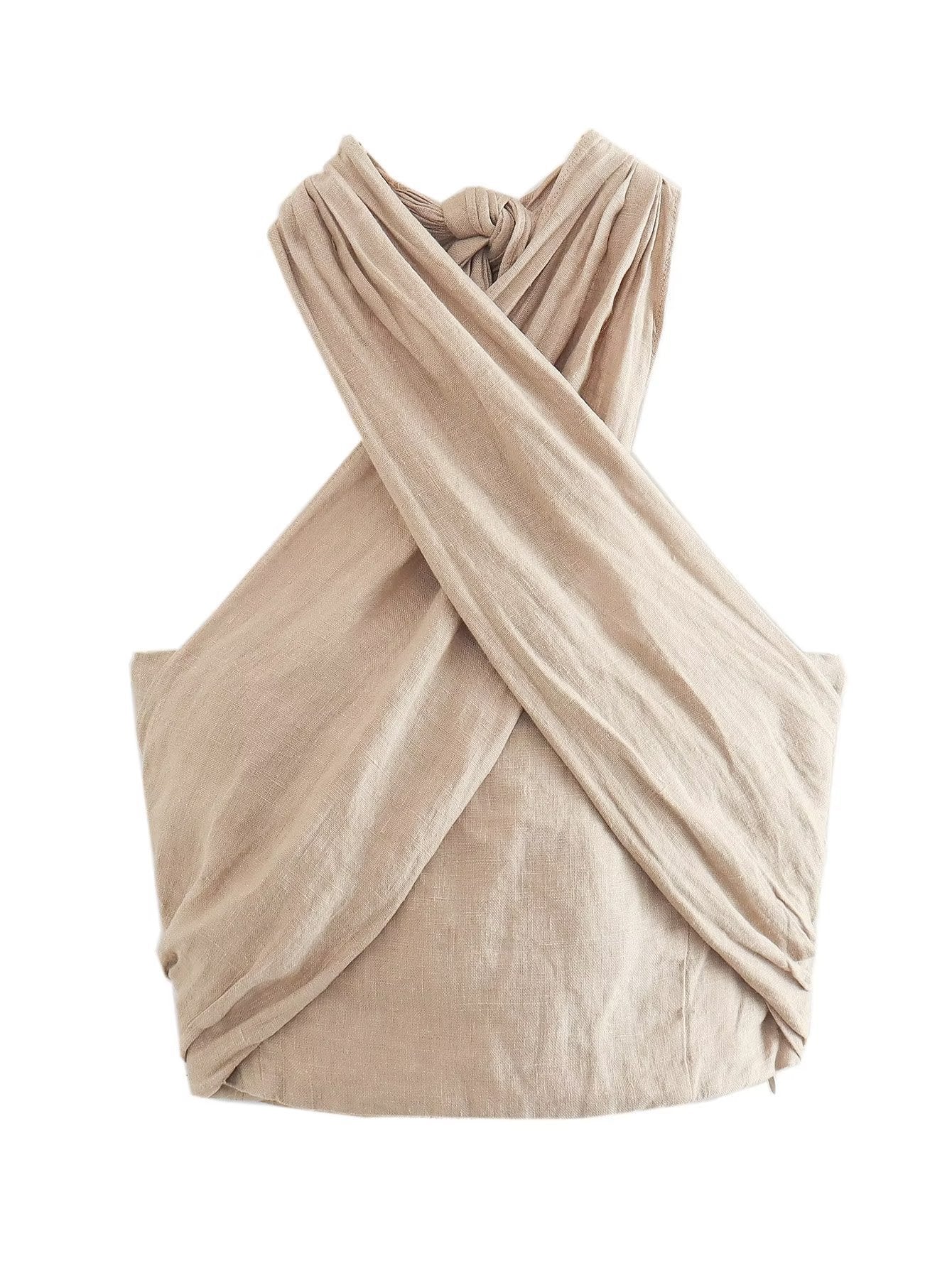 Linen Bustier with Cross-Lace Detail