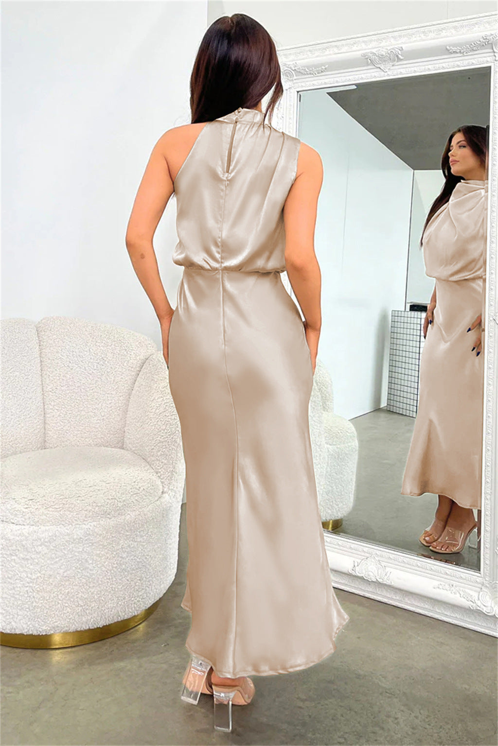 Draped Satin Dress