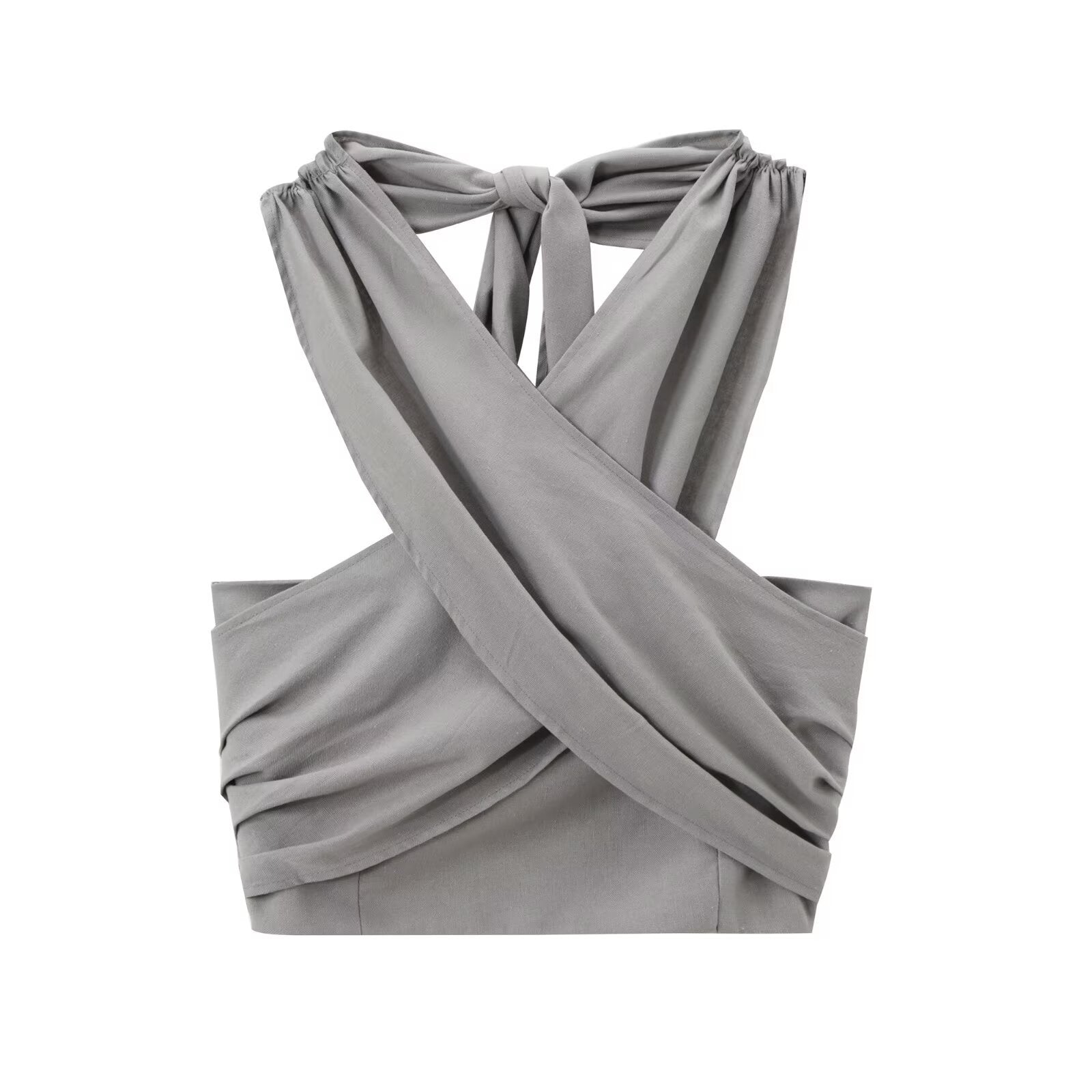 Linen Bustier with Cross-Lace Detail