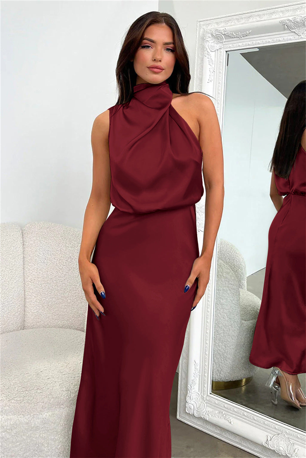 Draped Satin Dress