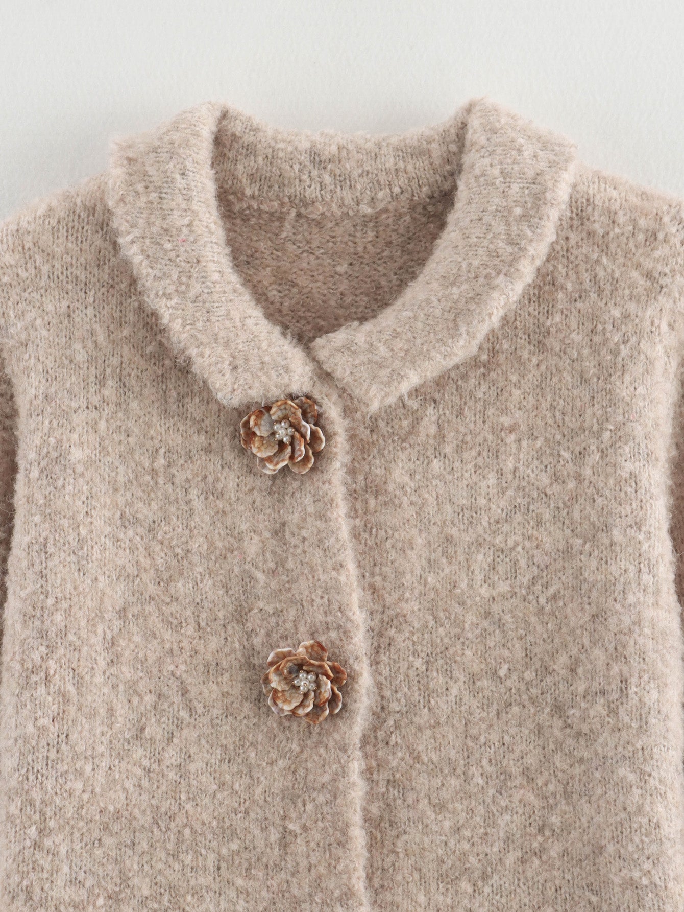 Floral Buttoned Knitwear Coat