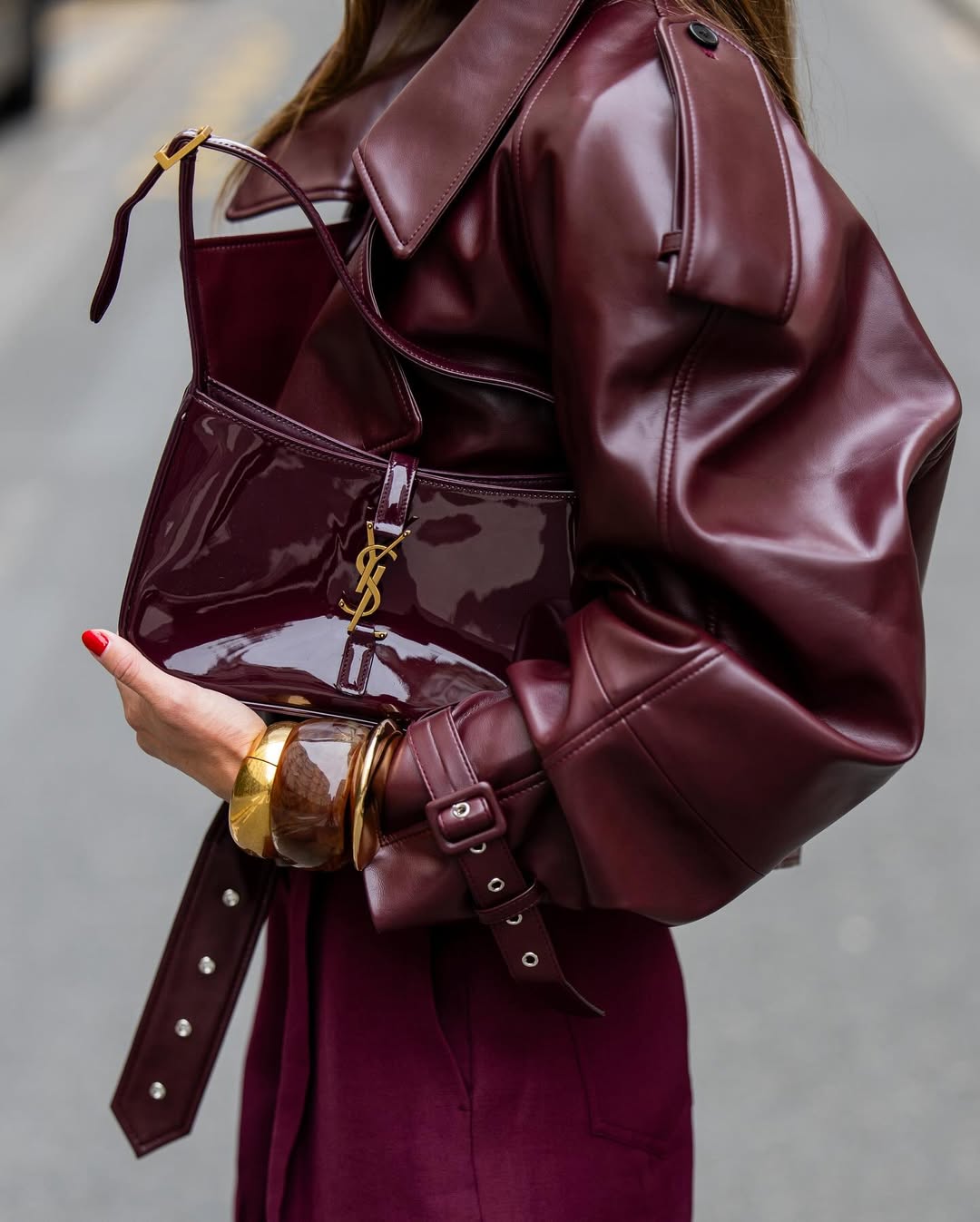 Oversize Faux Leather Short Trench Coat