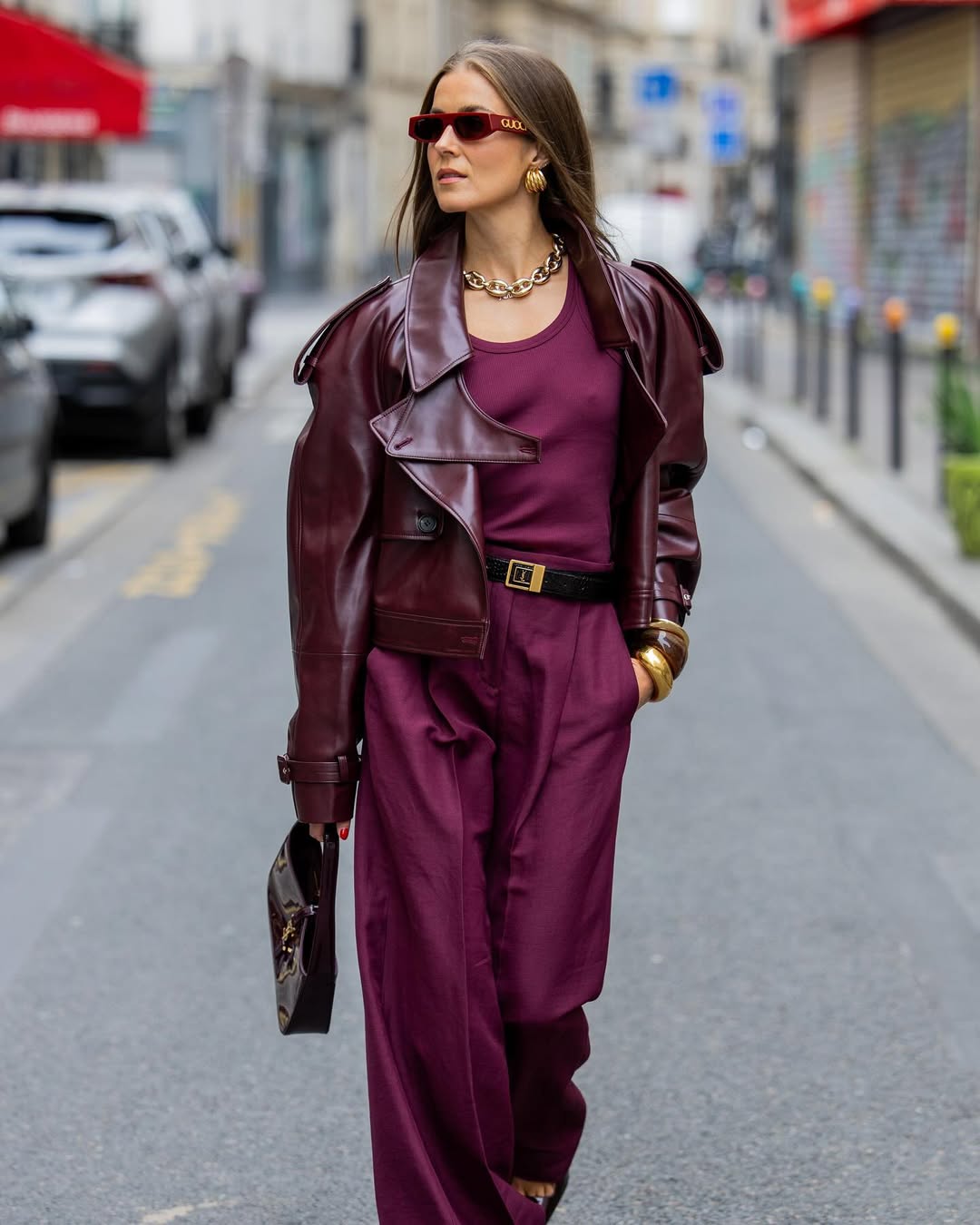 Oversize Faux Leather Short Trench Coat