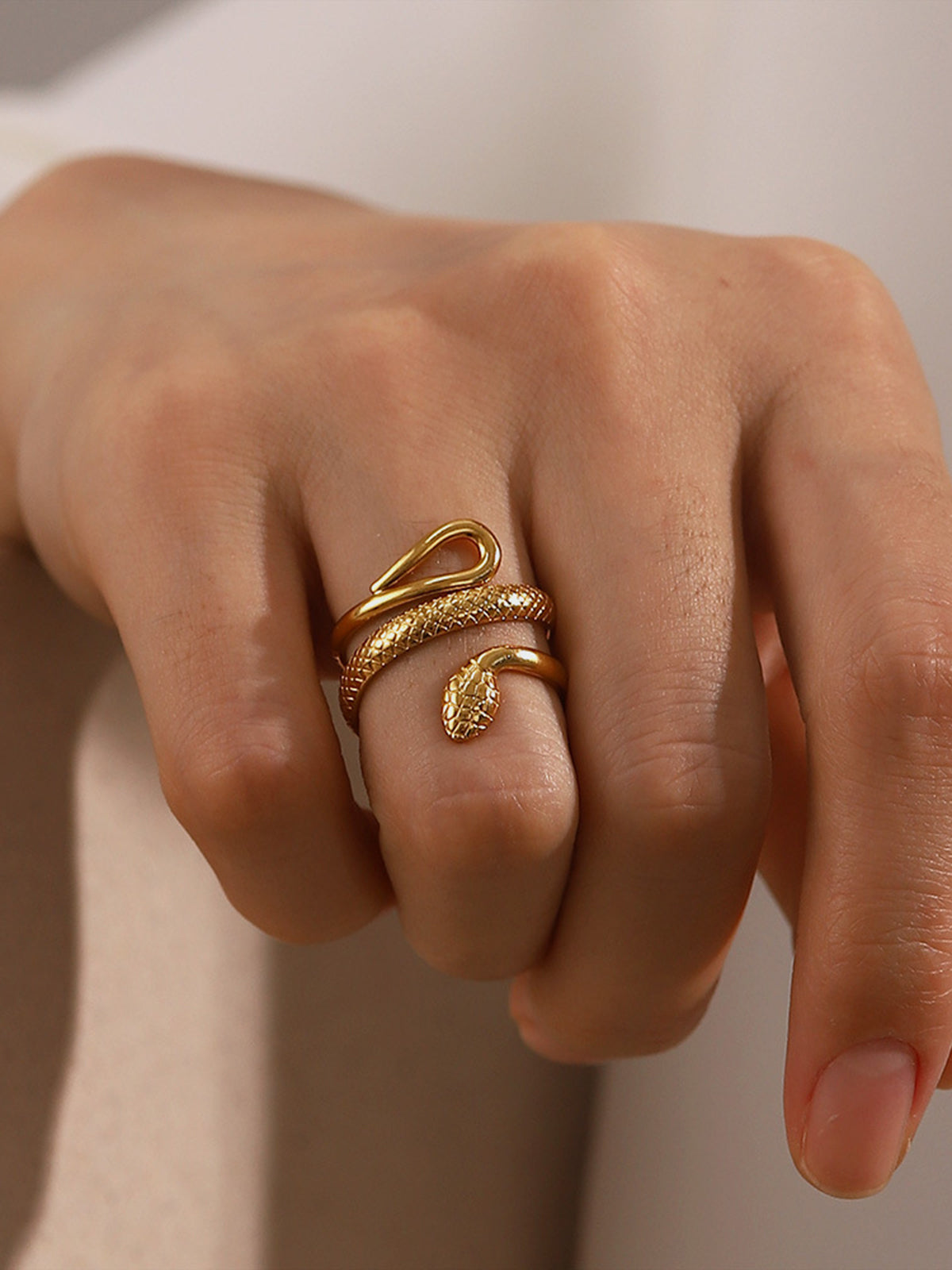 Snake Figured Gold Plated Ring