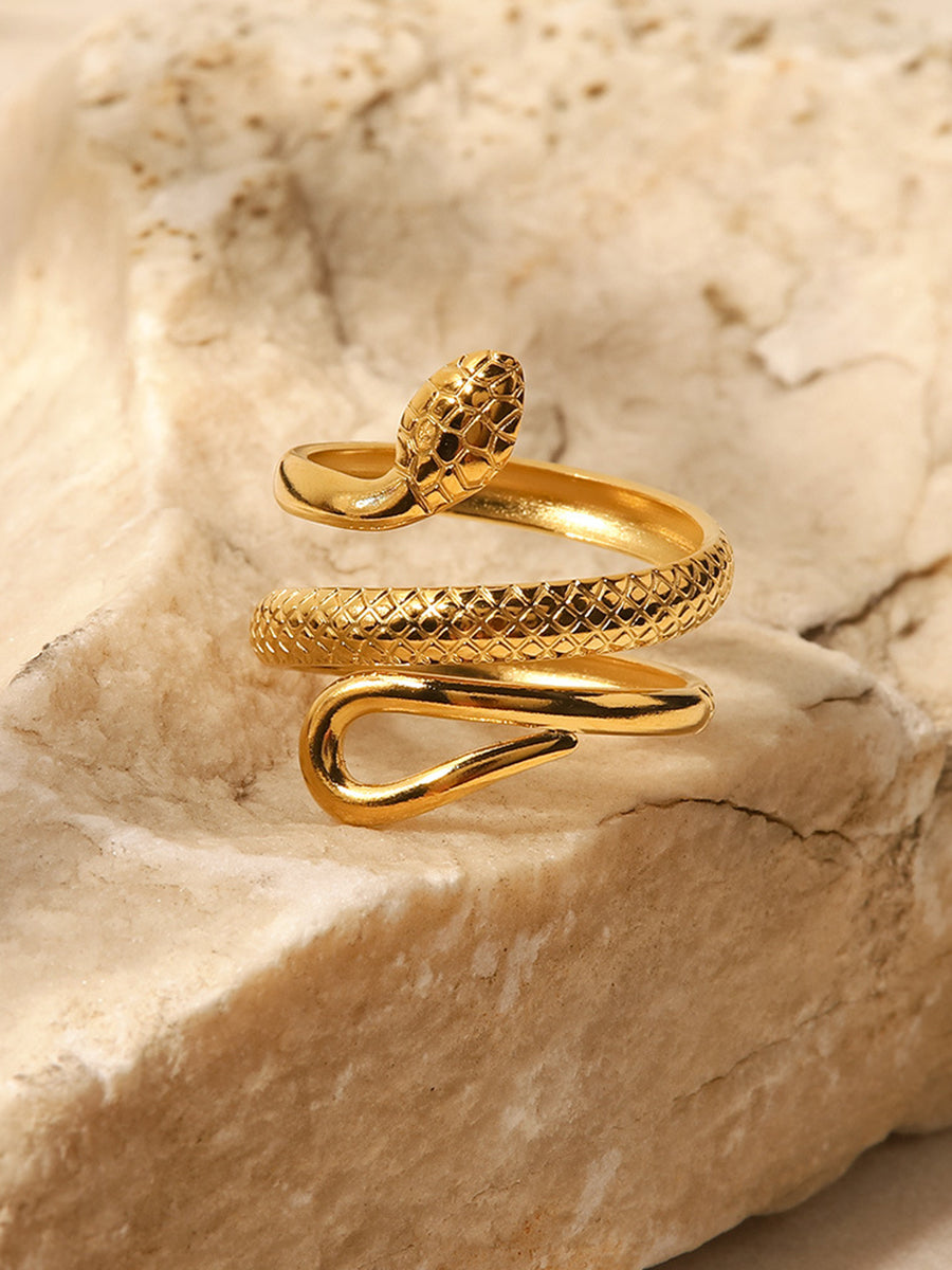 Snake Figured Gold Plated Ring