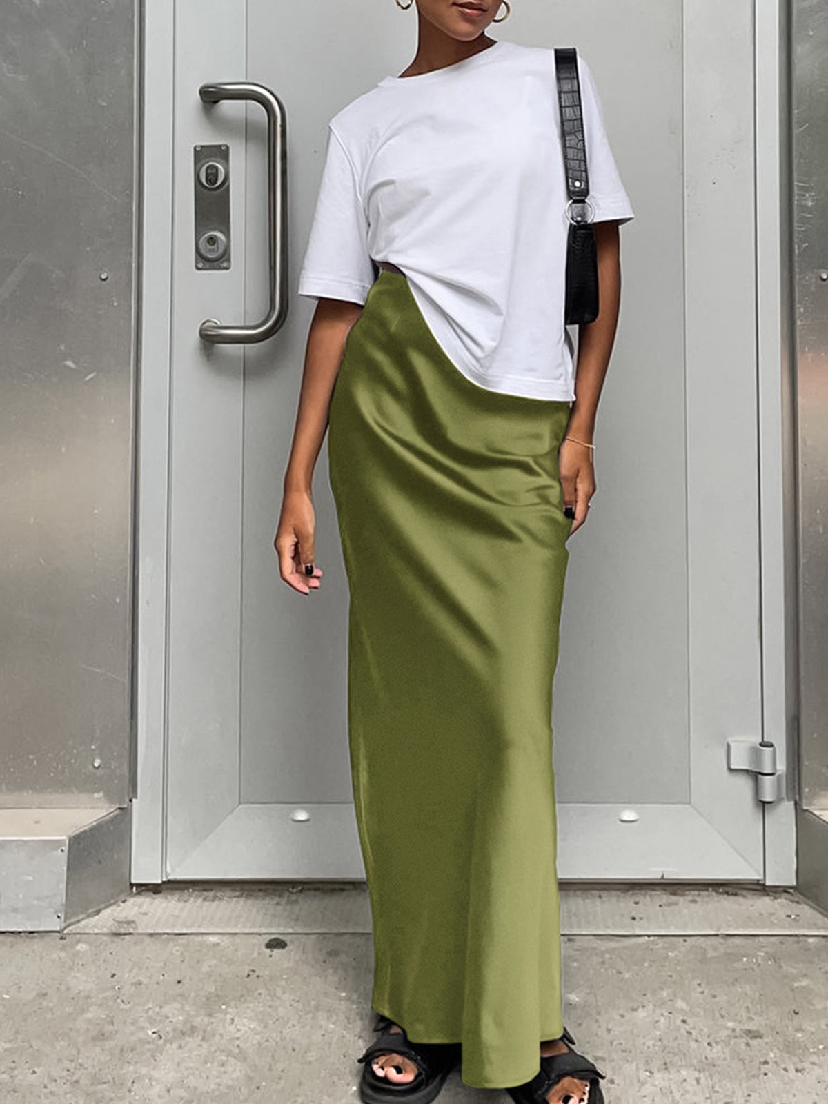 Elegant Satin Maxi Skirt