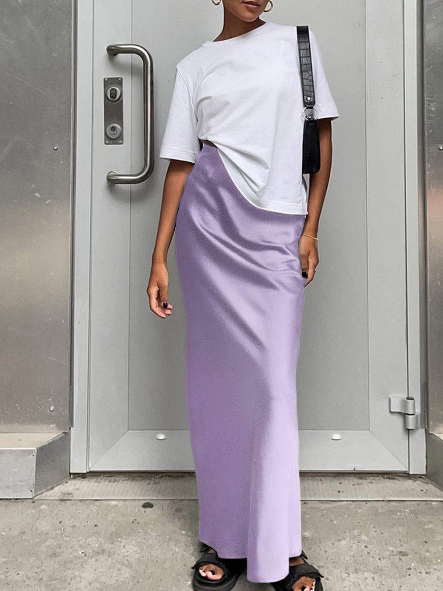 Elegant Satin Maxi Skirt