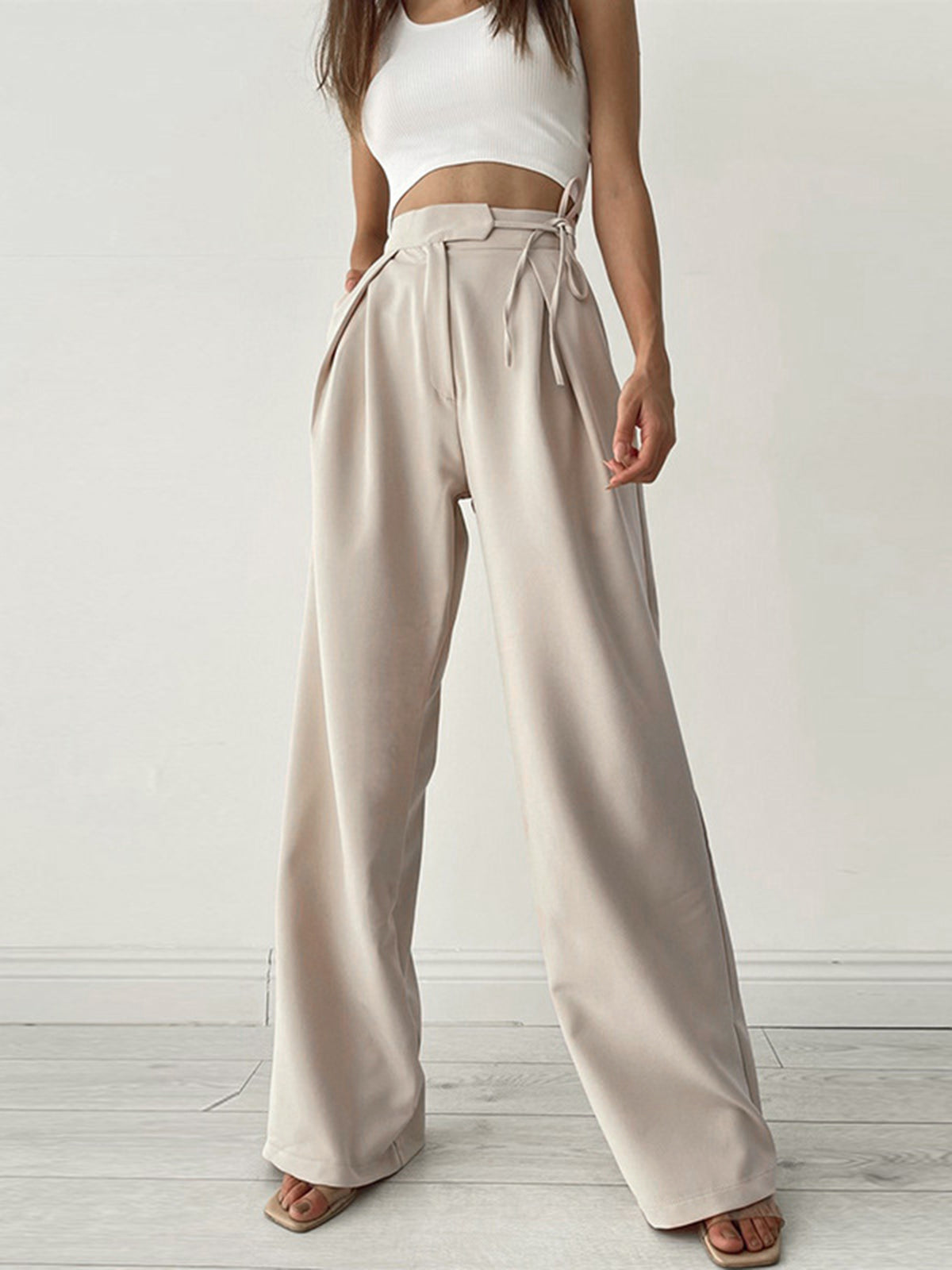 New Season Wide Leg Fabric Trousers