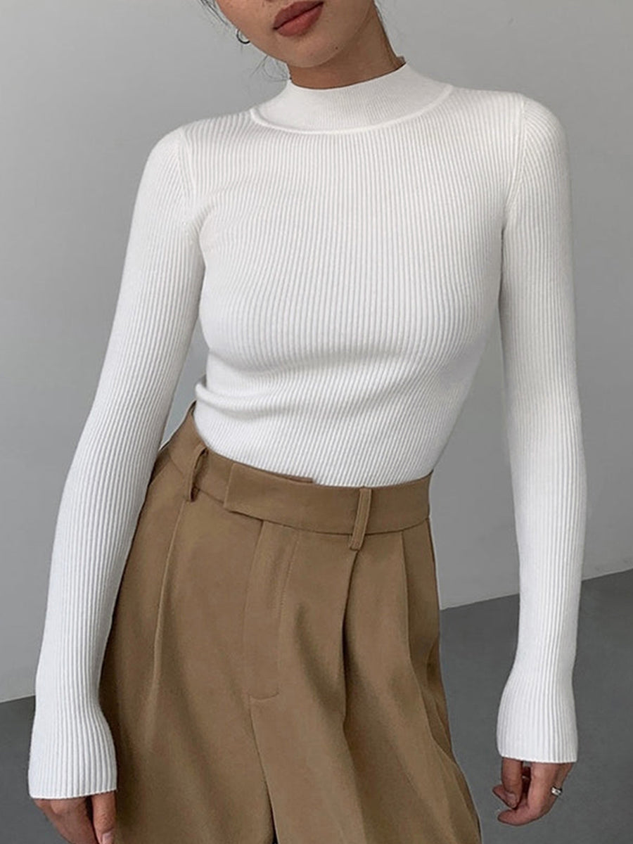 High Neck Knitted Blouse