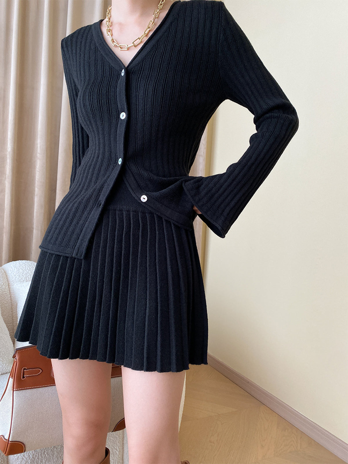 Long Sleeve Two Piece Skirted Suit