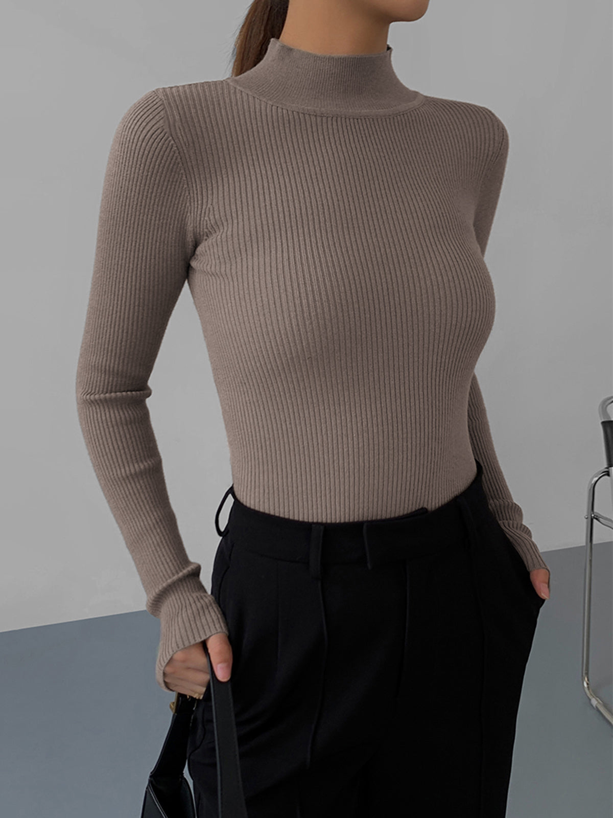 High Neck Knitted Blouse