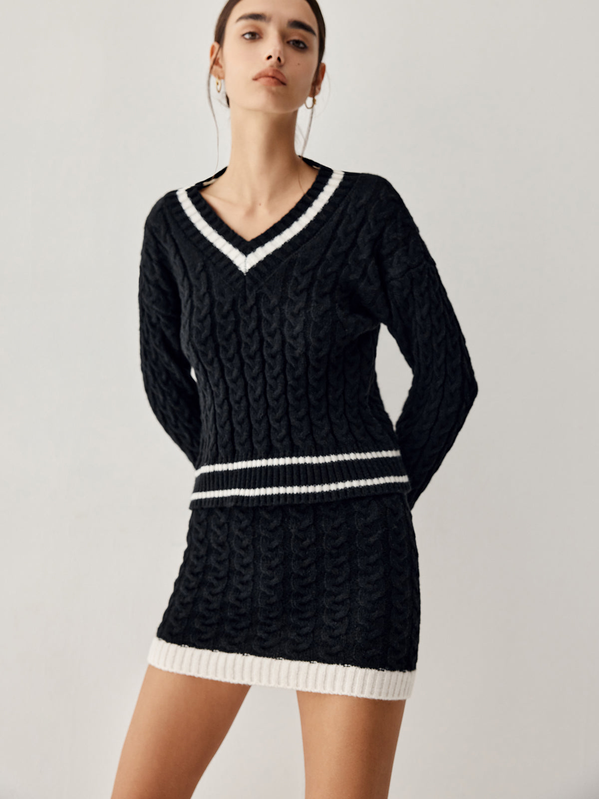 Knitted Sweater and Skirt Set