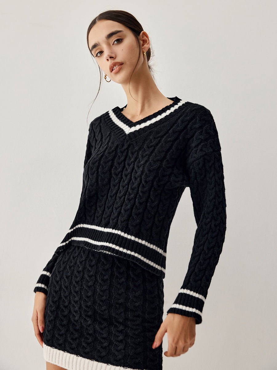 Knitted Sweater and Skirt Set