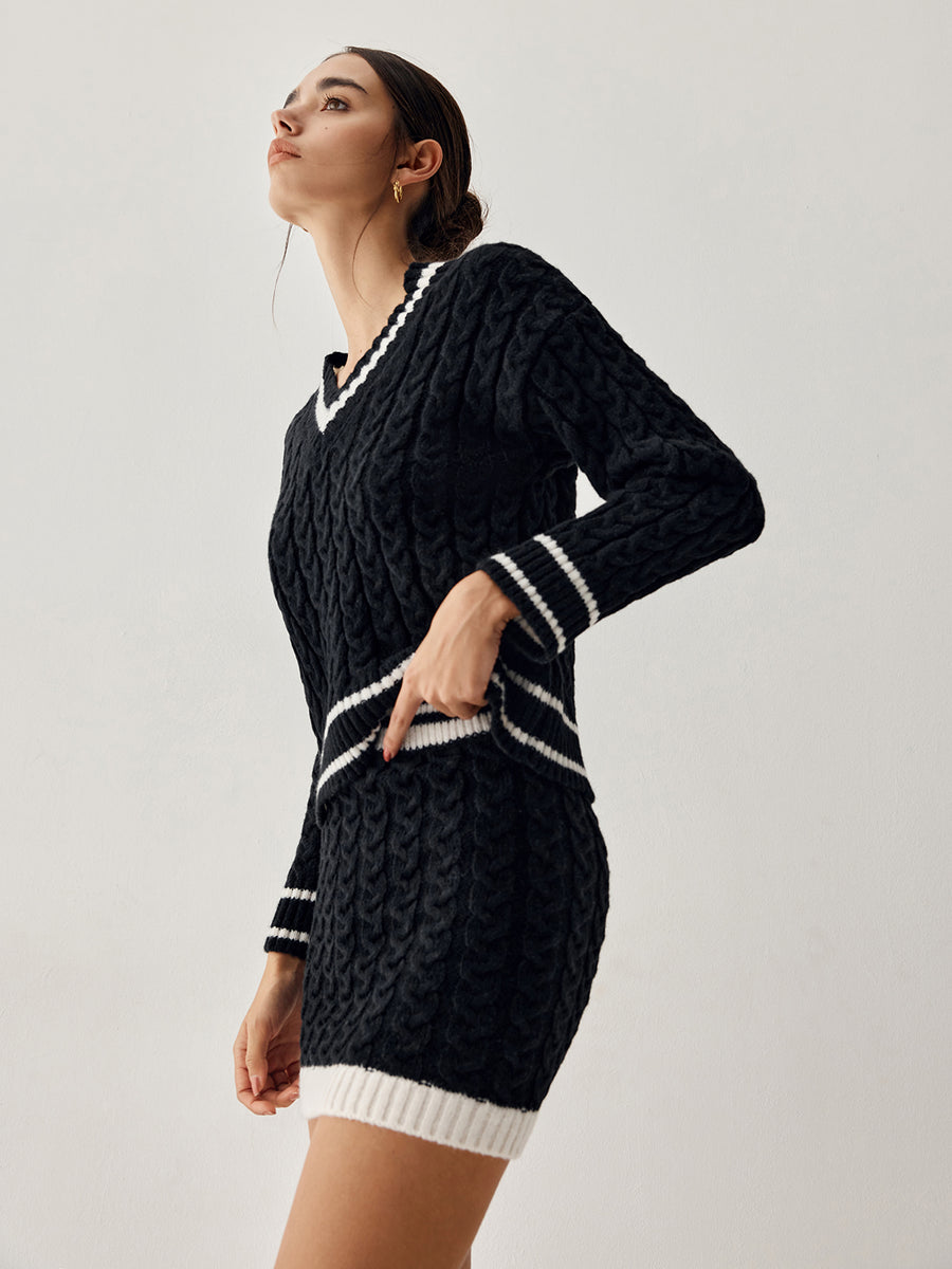 Knitted Sweater and Skirt Set