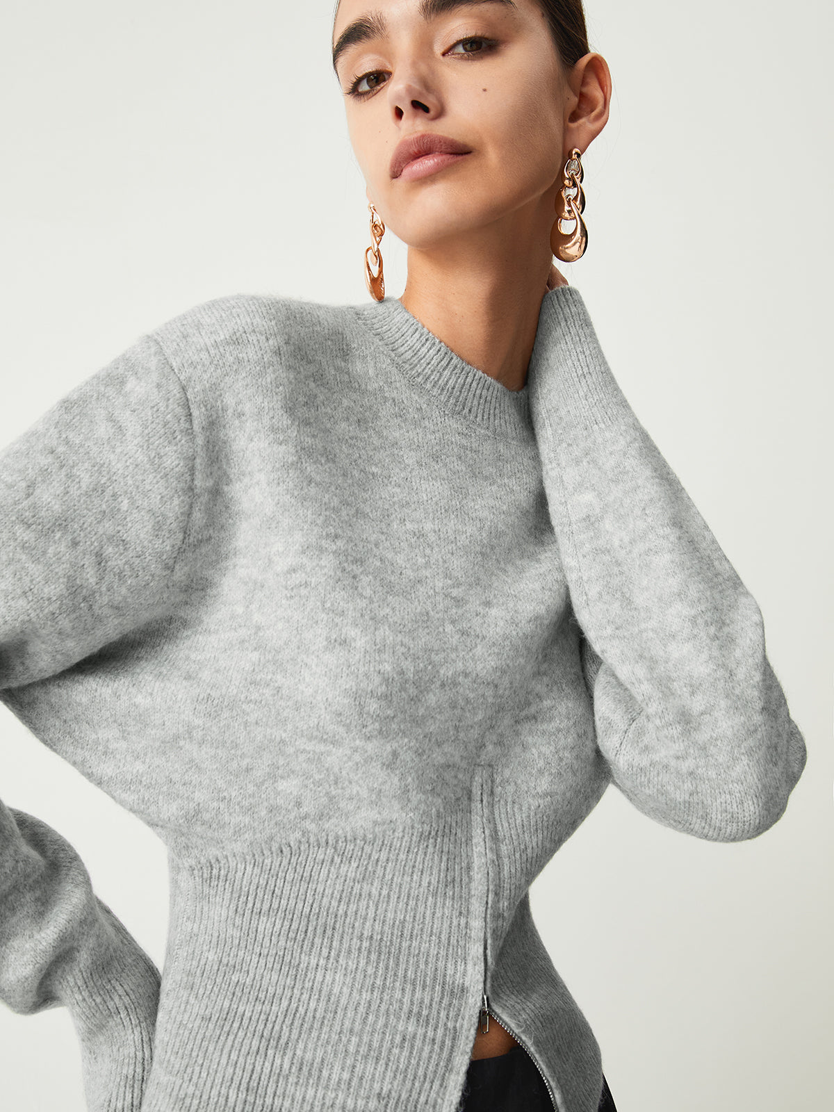 Half Zipper Fuzzy Sweater